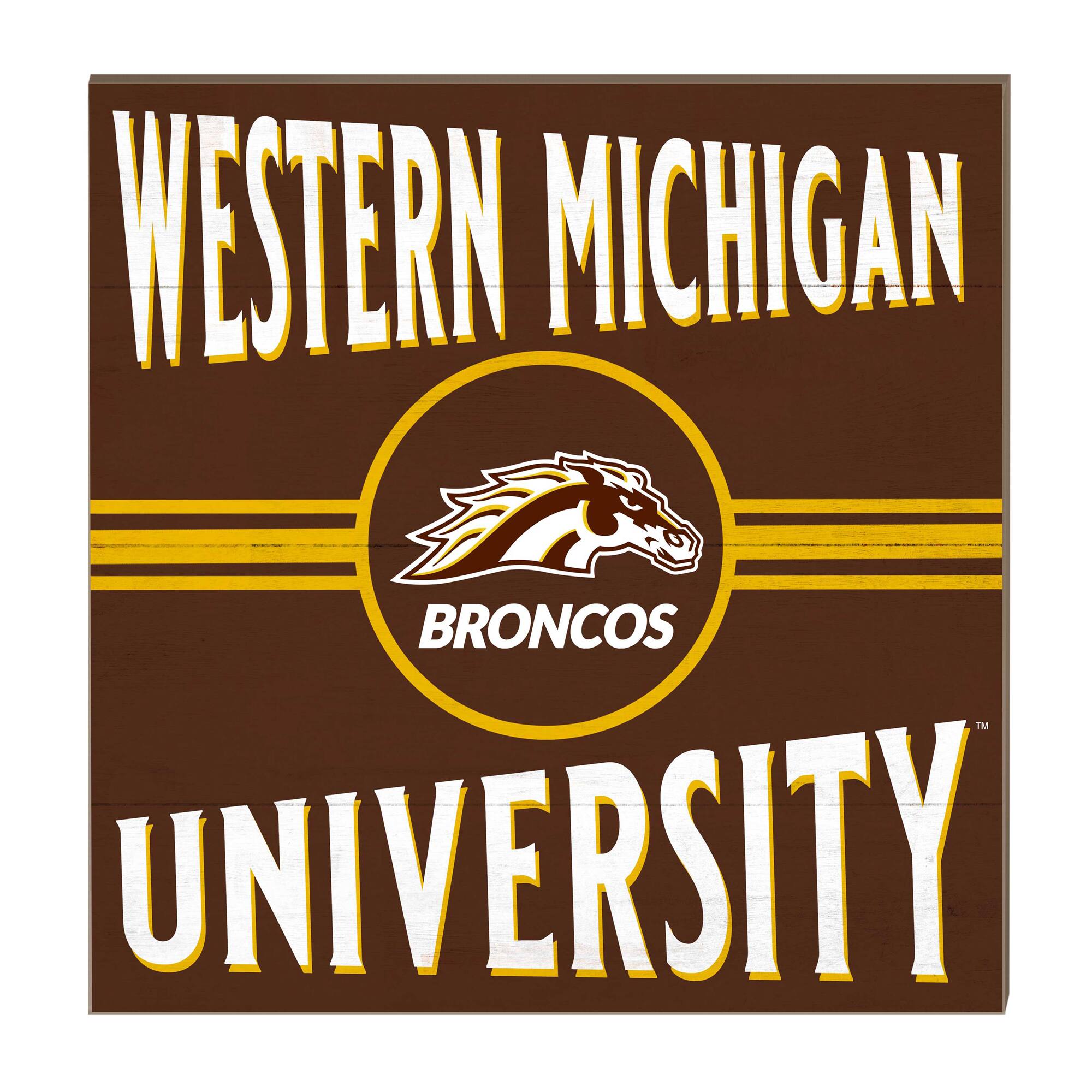 Western Michigan Broncos 10'' x 10'' Retro Team Sign