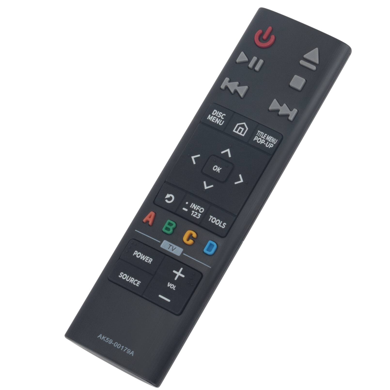 MENU DISC POP-UP  
OK  
INFO 123  
TOOLS  
TV POWER SOURCE + VOL  
A B C D  
AK59-00179A