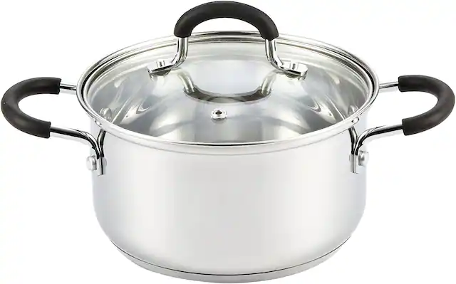 Front. Cook N Home - 3 qt. Stainless Steel Sauce Pot Casserole Pan Stockpot saucier Dutch Oven, Silver - stainless steel.
