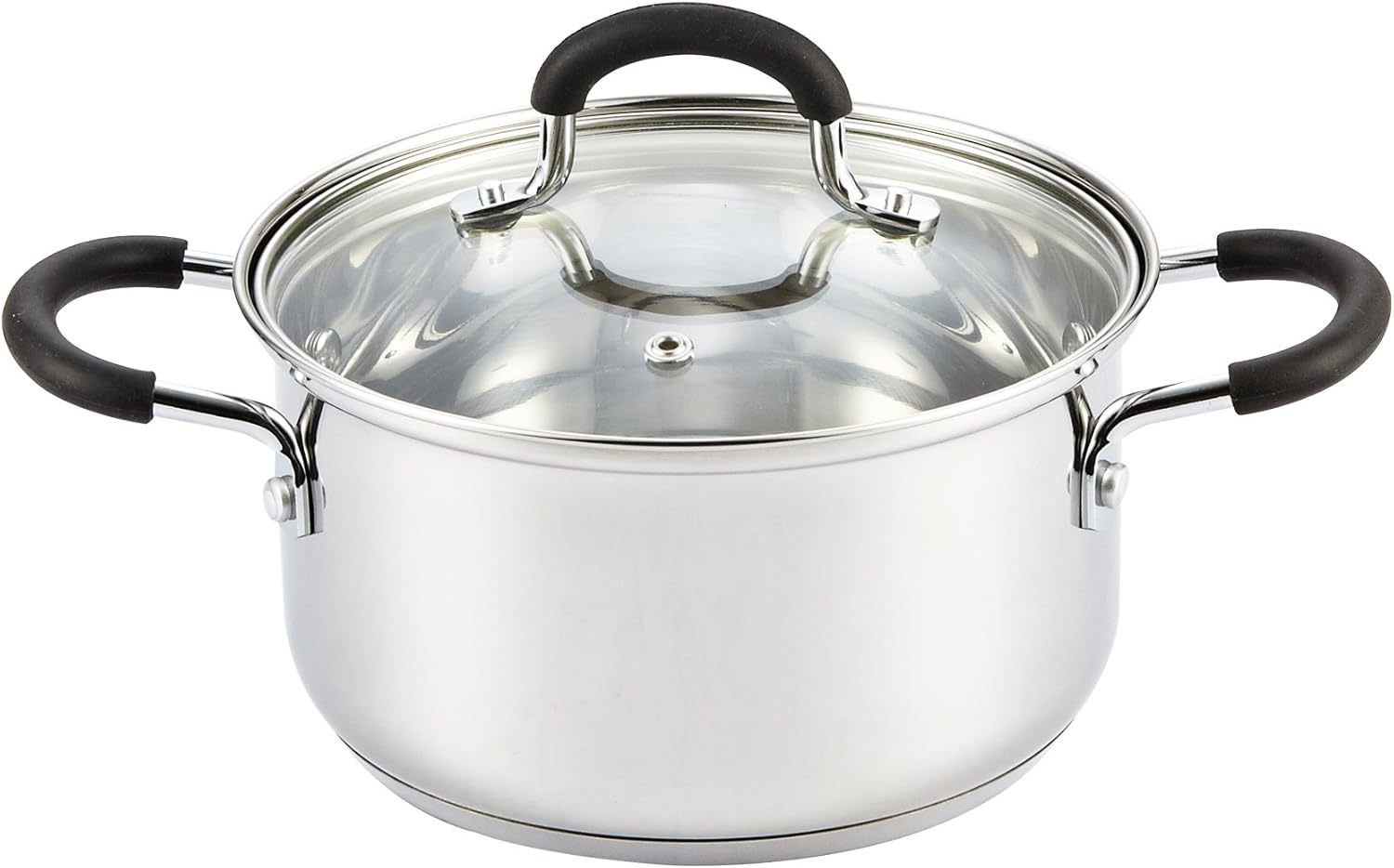Front. Cook N Home - 3 qt. Stainless Steel Sauce Pot Casserole Pan Stockpot saucier Dutch Oven, Silver - stainless steel.