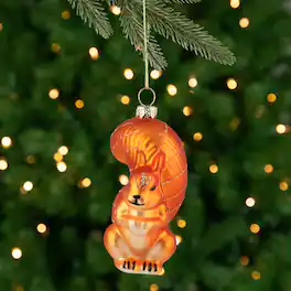 Northlight - Squirrel Hanging Glass Christmas Ornament - 4" - Orange