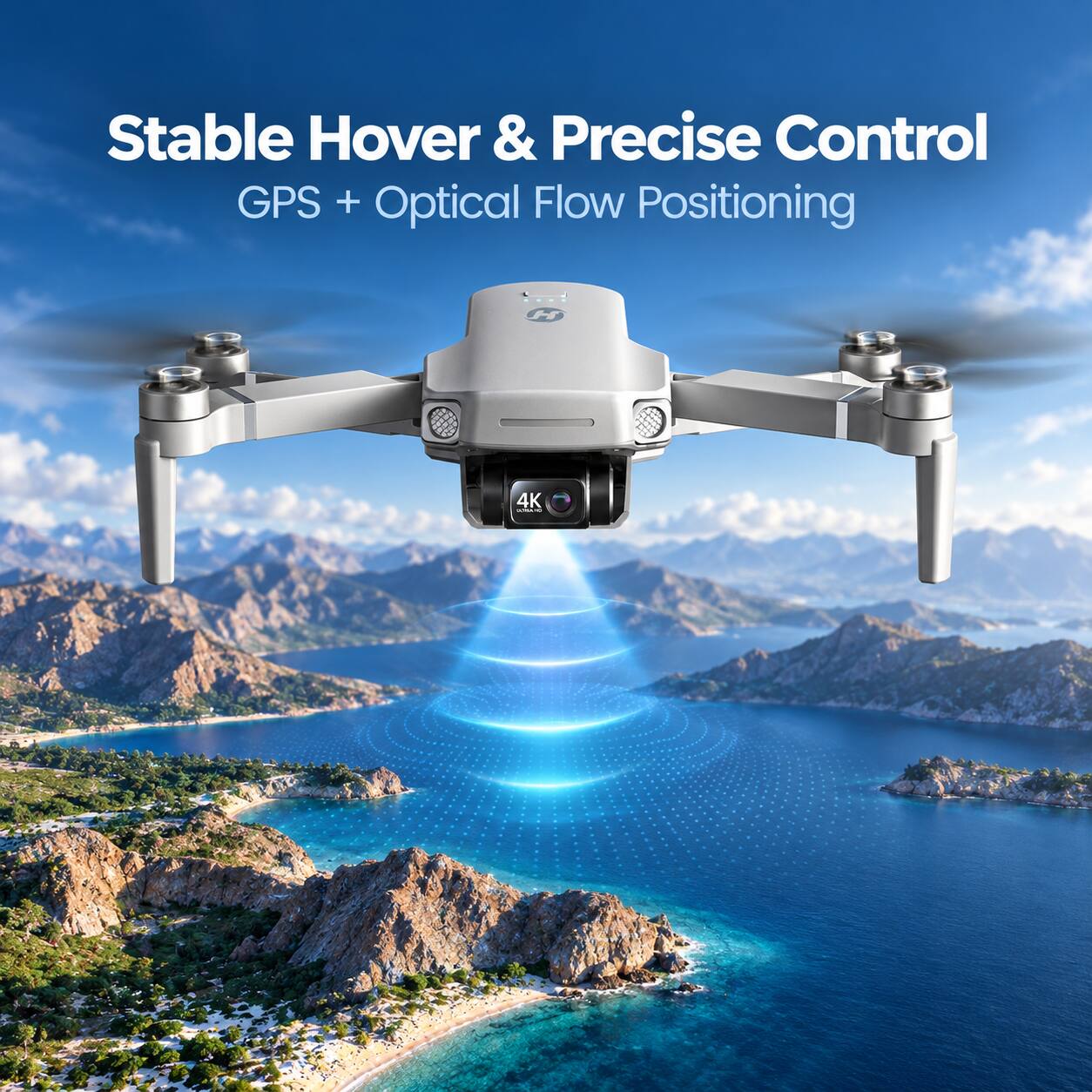 Stable Hover & Precise Control  
GPS + Optical Flow Positioning  
4K 2019