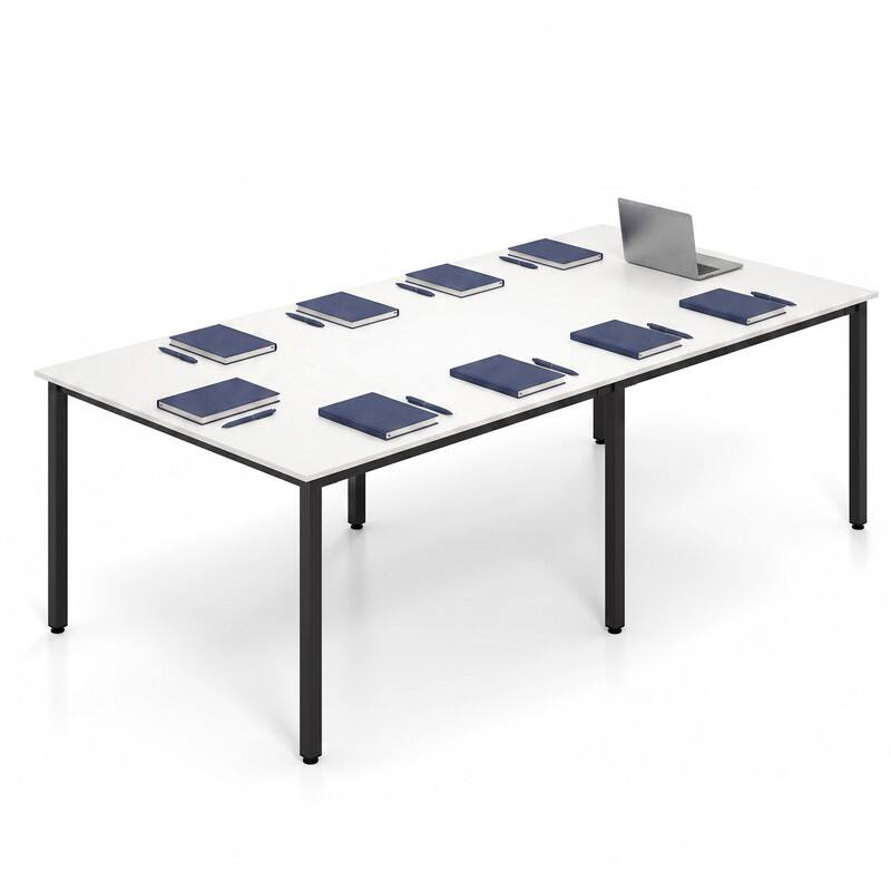 Alt View 1. WELLFOR - 8 ft Conference Room Table for 8-10 People, Rectangular Meeting Boardroom Table for Office - White.