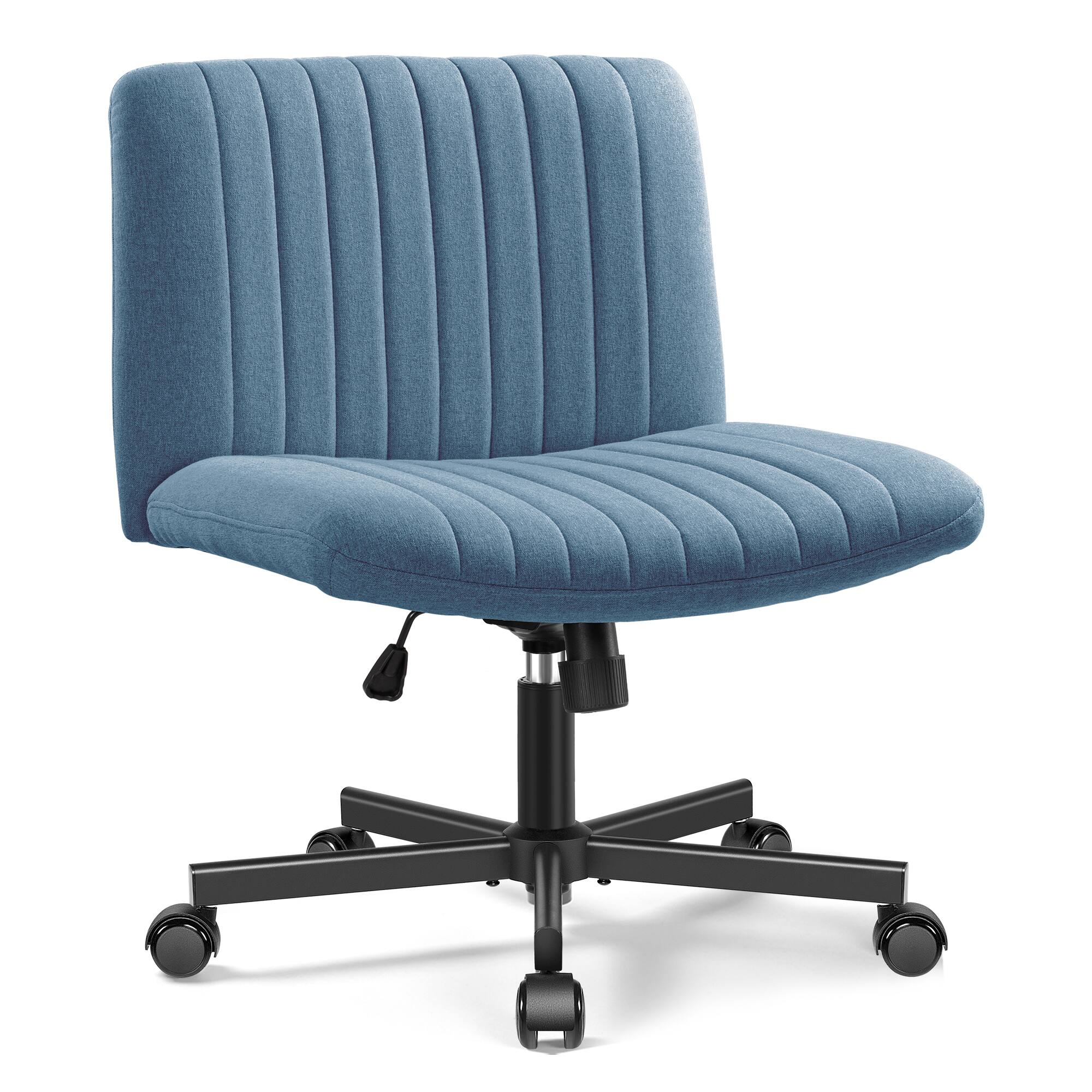 Alt View 4. KERDOM - Armless Office Chair with Wheels, Ergonomic Wide Seat Fabric Cross Legged Desk Chair, Home Office Swivel Computer Chair - Dark Grey.