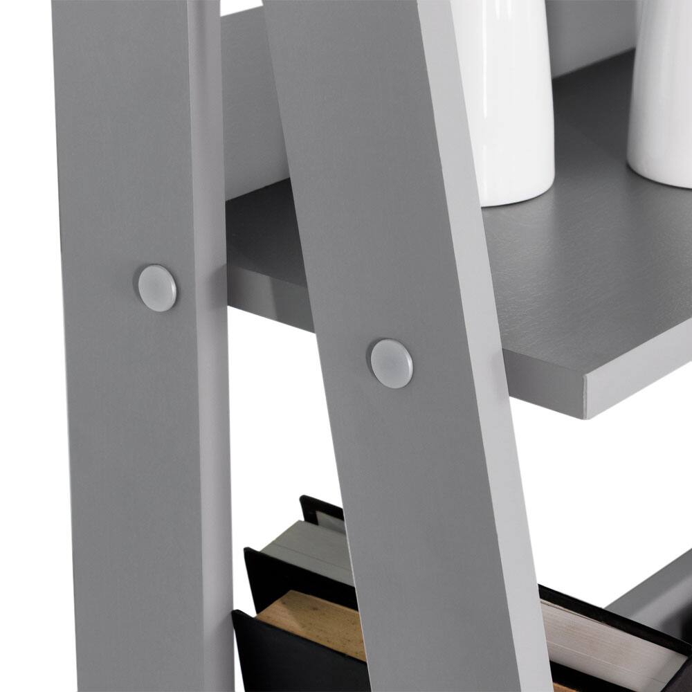 Alt View 2. Madesa - Madesa 5-Tier Ladder Shelf 24"L Free Standing Bookshelf for Home Office Study Room and Kitchen - Gray - Gray.