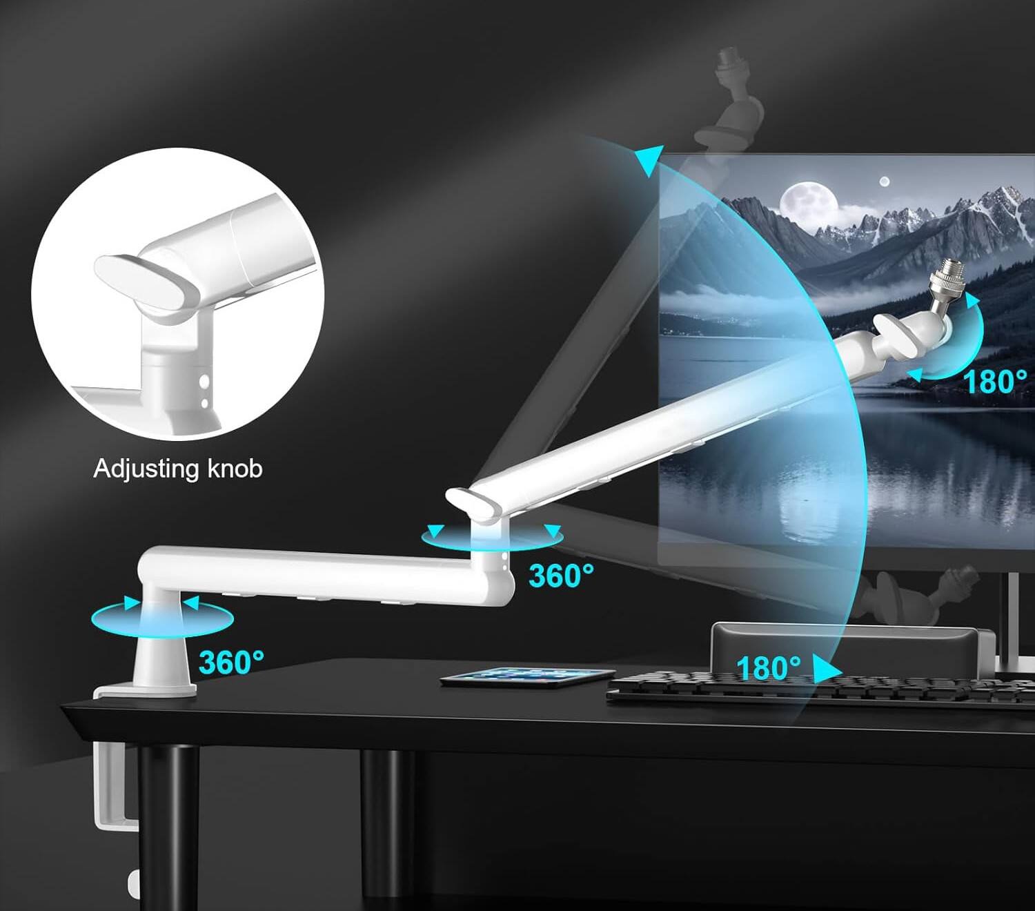 180°  
Adjusting knob  
360°  
360°  
180°