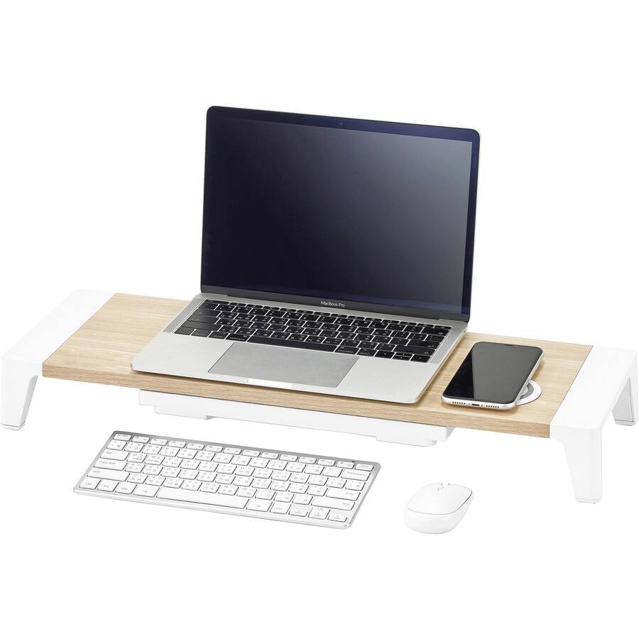Angle. Bostitch - Bostitch Wireless Charging Wooden Monitor Stand 33 lb Load Capacity 24" Width x 8" Depth Wood, Wood Grain Multi - Multi.
