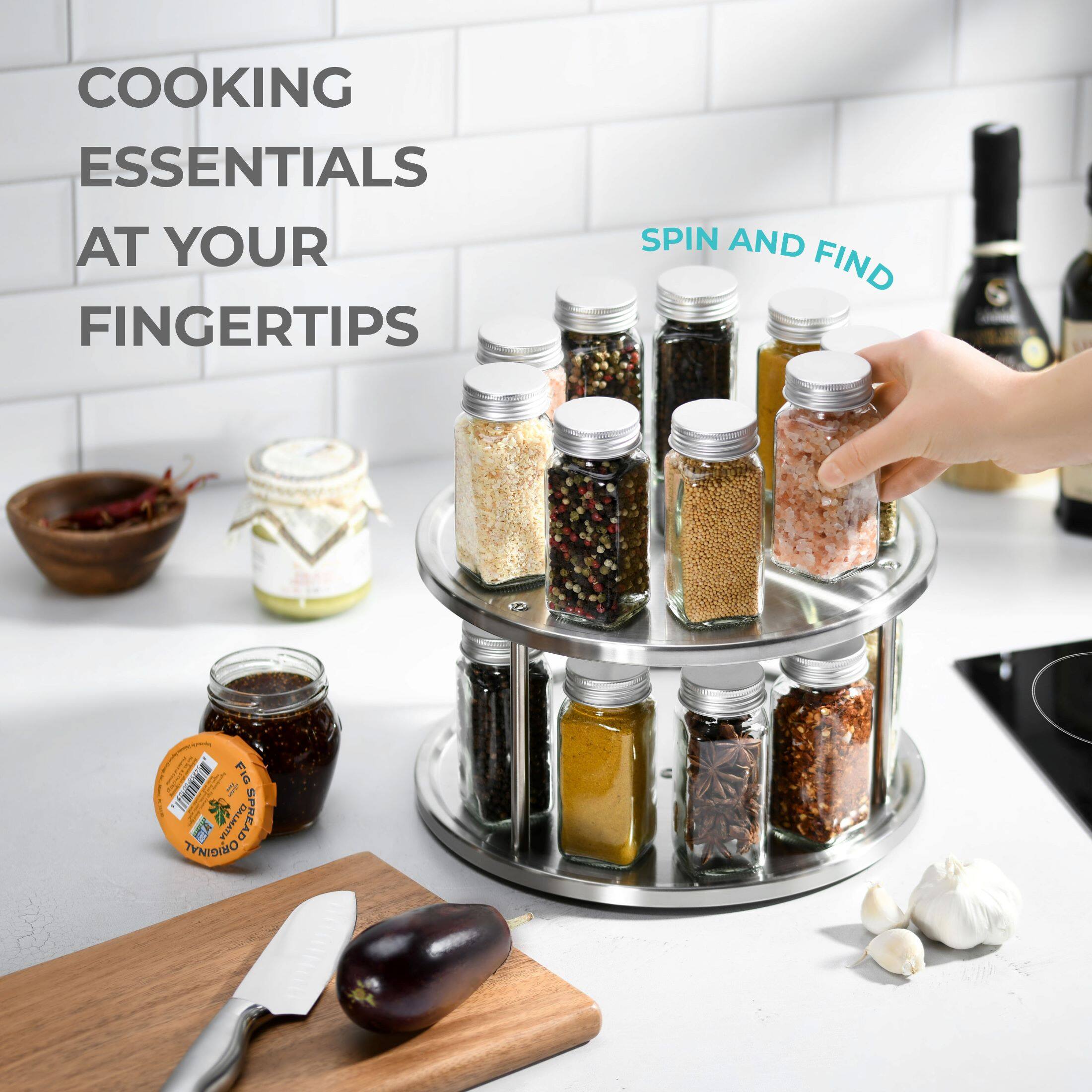 COOKING ESSENTIALS AT YOUR FINGERTIPS  
SPIN AND FIND