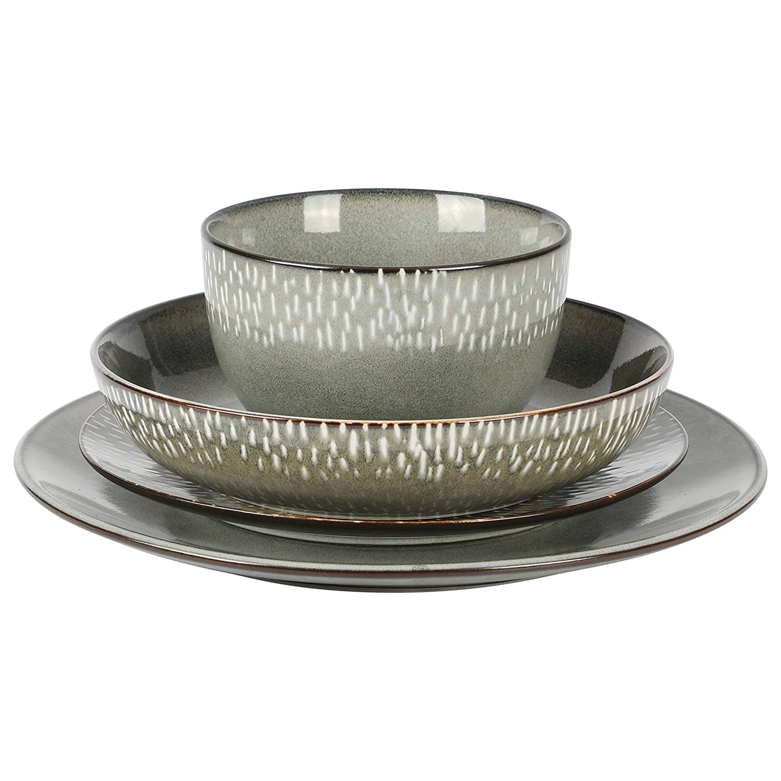 Alt View 2. Gibson - Gibson Elite Matisse 16 Piece Stoneware Dinnerware Set in Grey with Reactive Glaze - Gray.