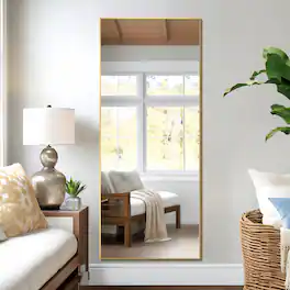 PexFix - 24x64" Full Length Mirror, Aluminium Frame, Rectangle Wall Mount or Leaning Floor Mirror for Bedroom & Entryway - Gold