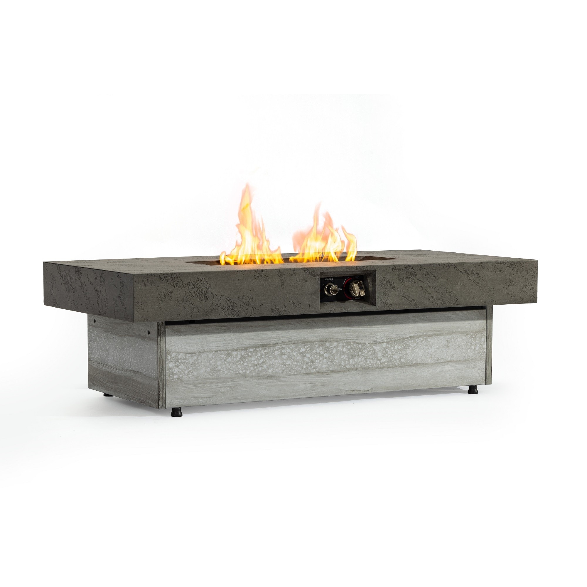 Boyel Living - 48 in. x 24 in. Rectangular Propane Fire Pit Table, 50,000 BTU Outdoor Fire Pit with Two Height Options - Gray