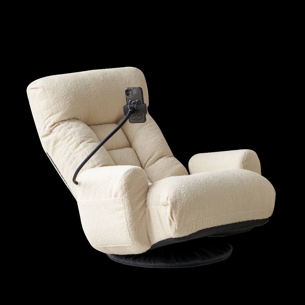Alt View 1. Loheer - Loheer Adjustable Lounge Chair 360 Degree Rotatable Lazy Sofa Chair with Phone Holder for Living Room Gaming White - White.