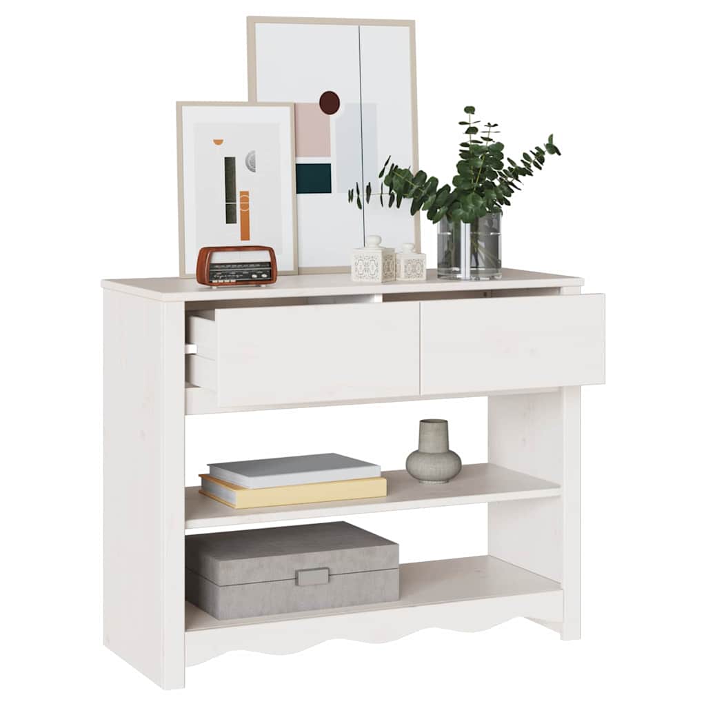 Alt View 2. Boyel Living - 35.2 x 14.6 x 28.7 in. Drammen Oak Solid Pine Wood Console Table in White - White.