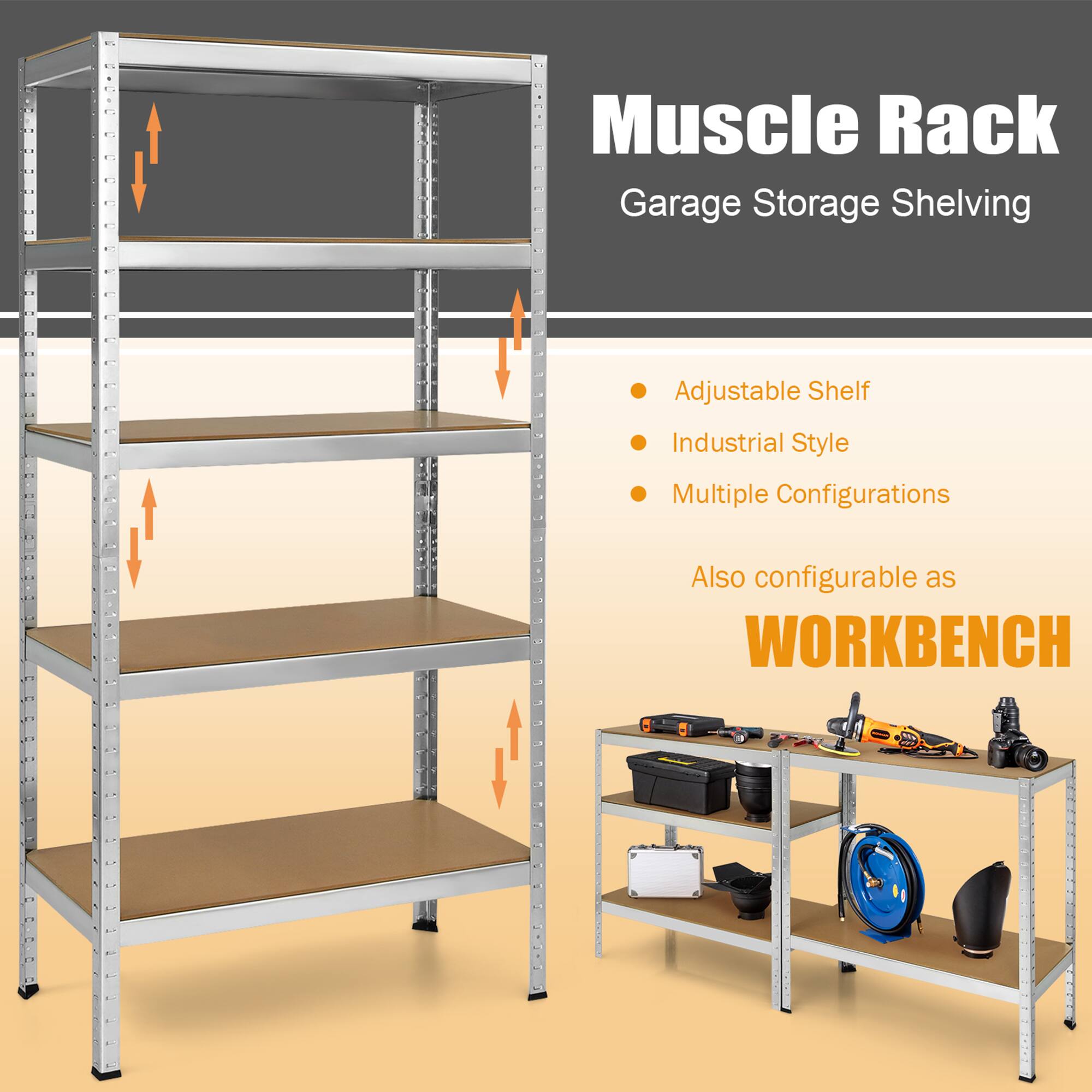 Alt View 3. Gymax - Gymax 72'' Steel 5-tier Garage Shelf Metal Storage Adjustable Unit Silver - Sliver.