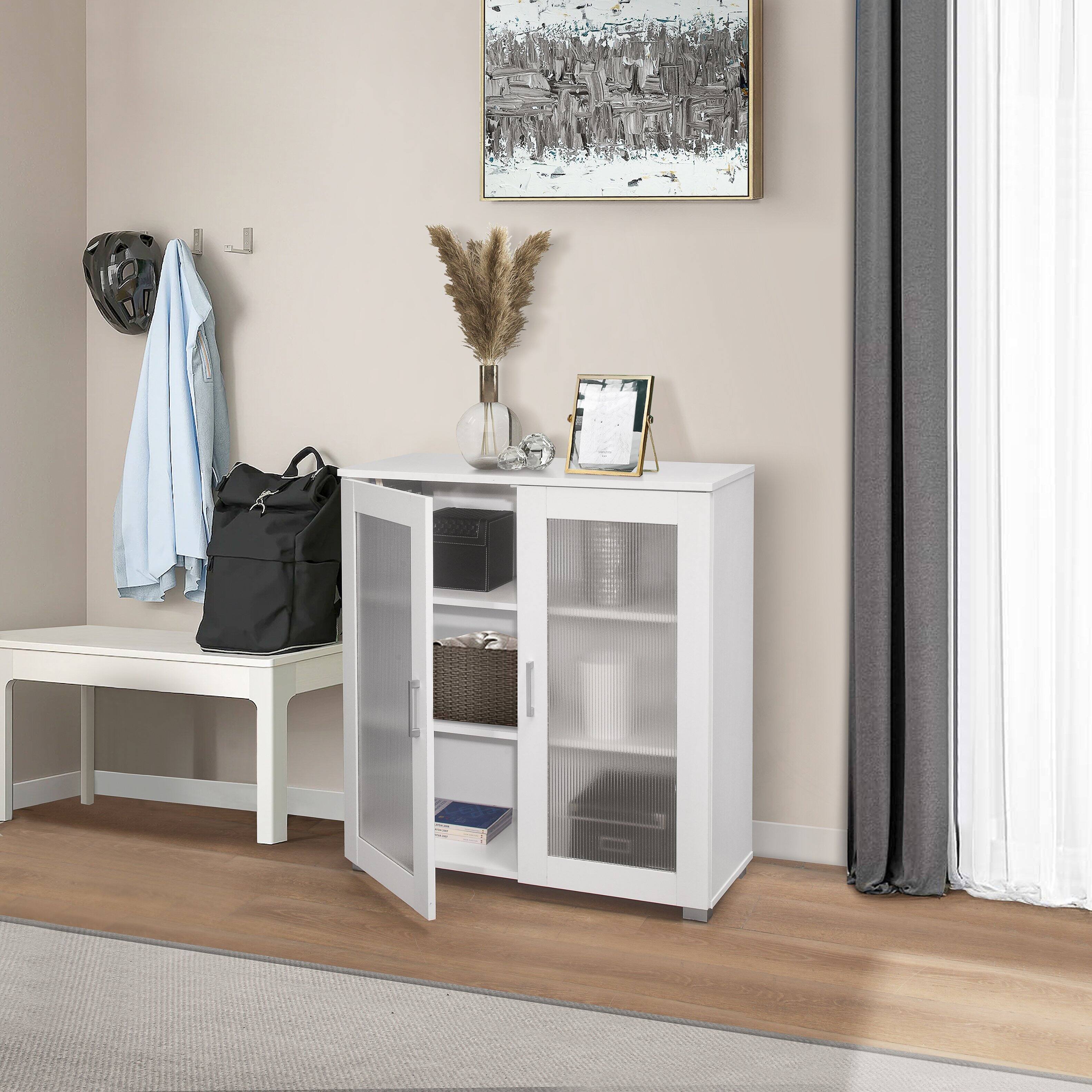 Angle. Kings Brand Furniture - Kings Brand Furniture 2-Door Accent Storage Cabinet, Sideboard Buffet Floor Storage Cupboard - White.