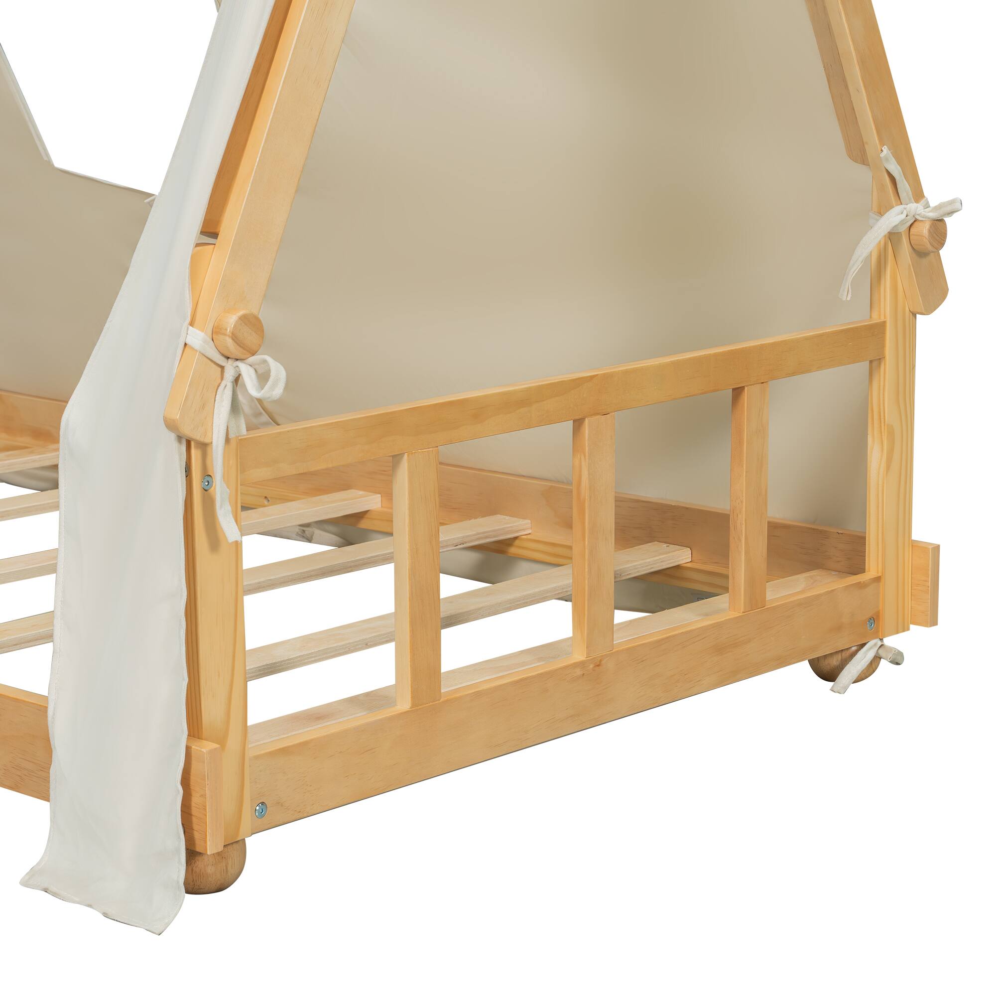 Alt View 3. Anysun - Twin Size House Bed with Tent and Light - White.