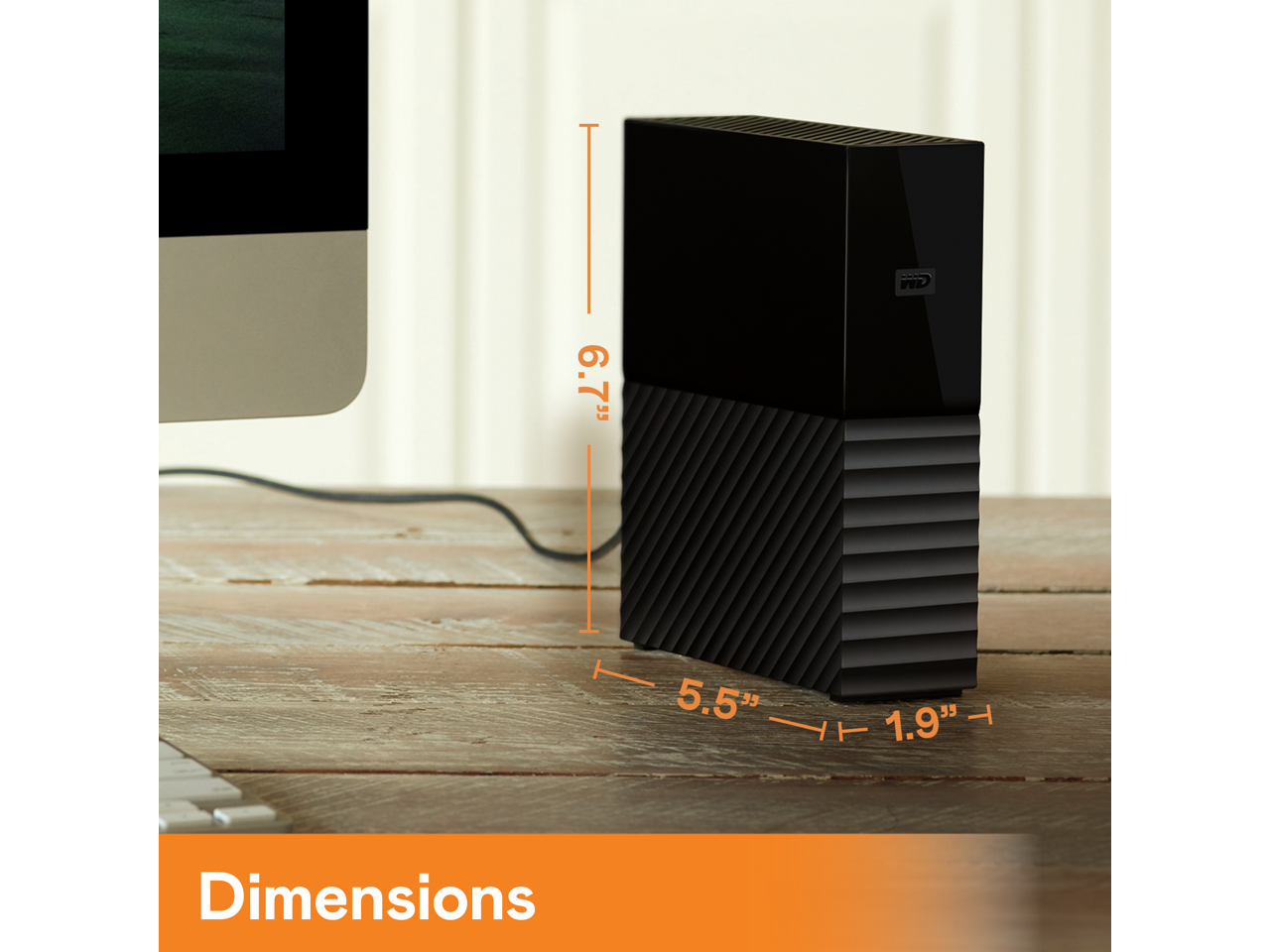 Dimensions  
T: 6.7"  
WD: 5.5"  
H: 1.9"