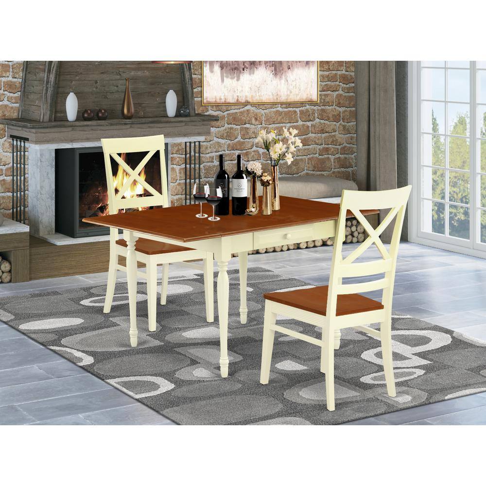 Left. East West Furniture - Dining Room Set Buttermilk & Cherry - Brown.