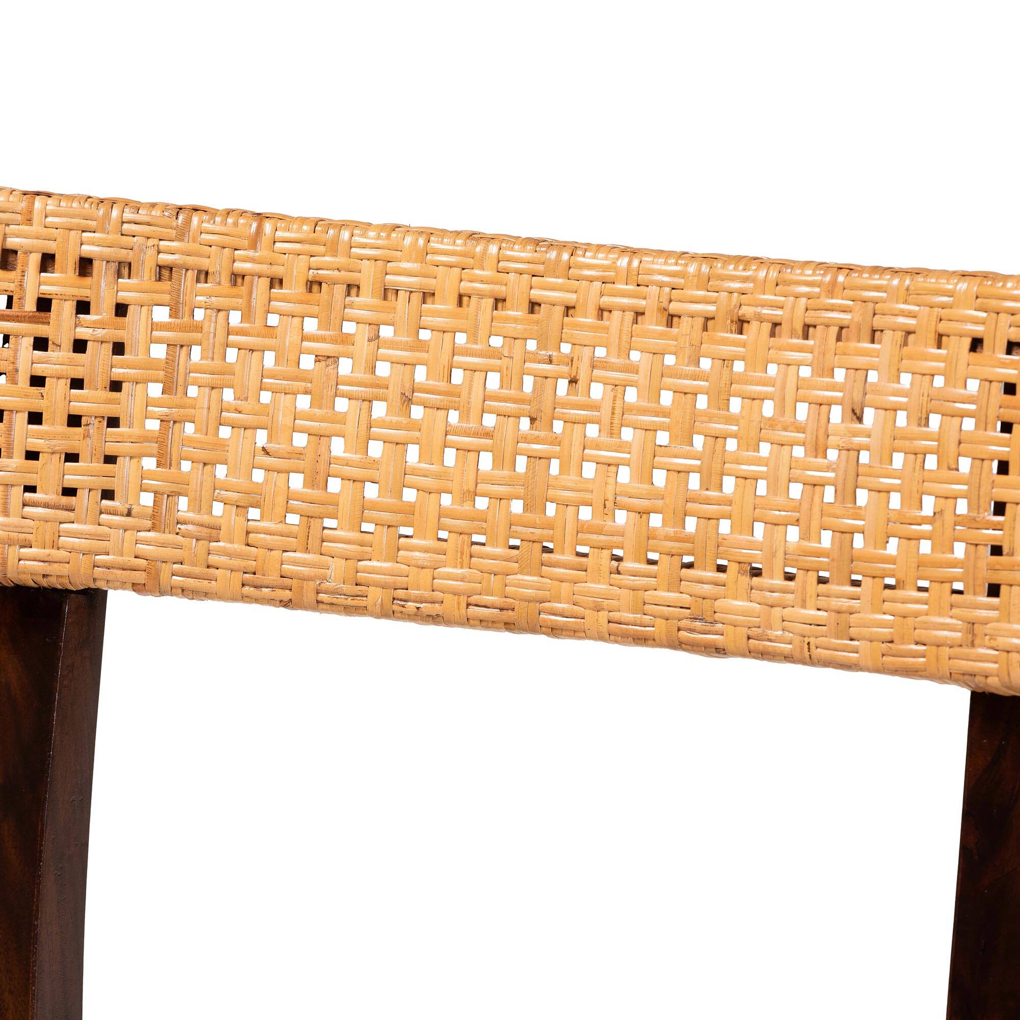 Alt View 1. bali & pari - Zaila Bohemian Rattan and Wood Dining Chair - Honey/White/Dark Brown.