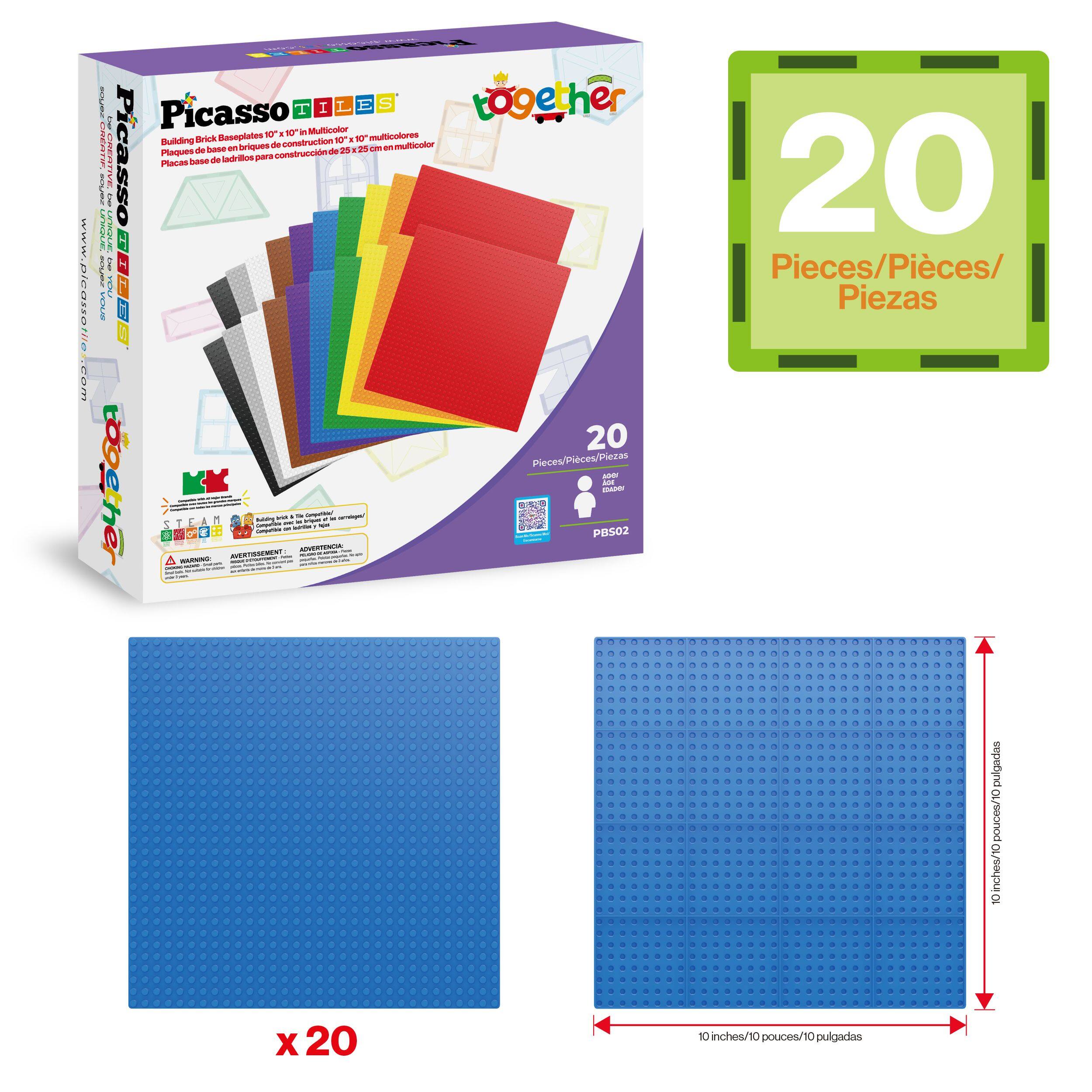 iESiARRL www.pleassotiies.com 00 | Picasso T I L S together  Mulicator 10 . - i Building Brick Baseplates  . 1 multicolores ! | Grigues de construction muicotor de Sase on de a5  - cus Picasso Plaques construccin bane de Andrios para Placas I  VM. LESULE  i  : 20 Pieces/Pieces/Piezas - An together OS - 4  1 B I n - - - - - - - UVERTENUR - - - E - PBS02 - - 20 Pieces/Pices/ Piezas pulgadas pouces/10 Oinches/0 10 X 20 10 inches/10 pouces/1 10 pulgadas

Picasso Tiles
Building Brick Baseplates 10" x 10" Multicolor
Placas base de ladrillos para construcción 10" x 10" en multicolor
20 Pieces/Pieces/Piezas
10 inches/10 pouces/10 pulgadas
PBS02

20
Pieces/Pieces/Piezas