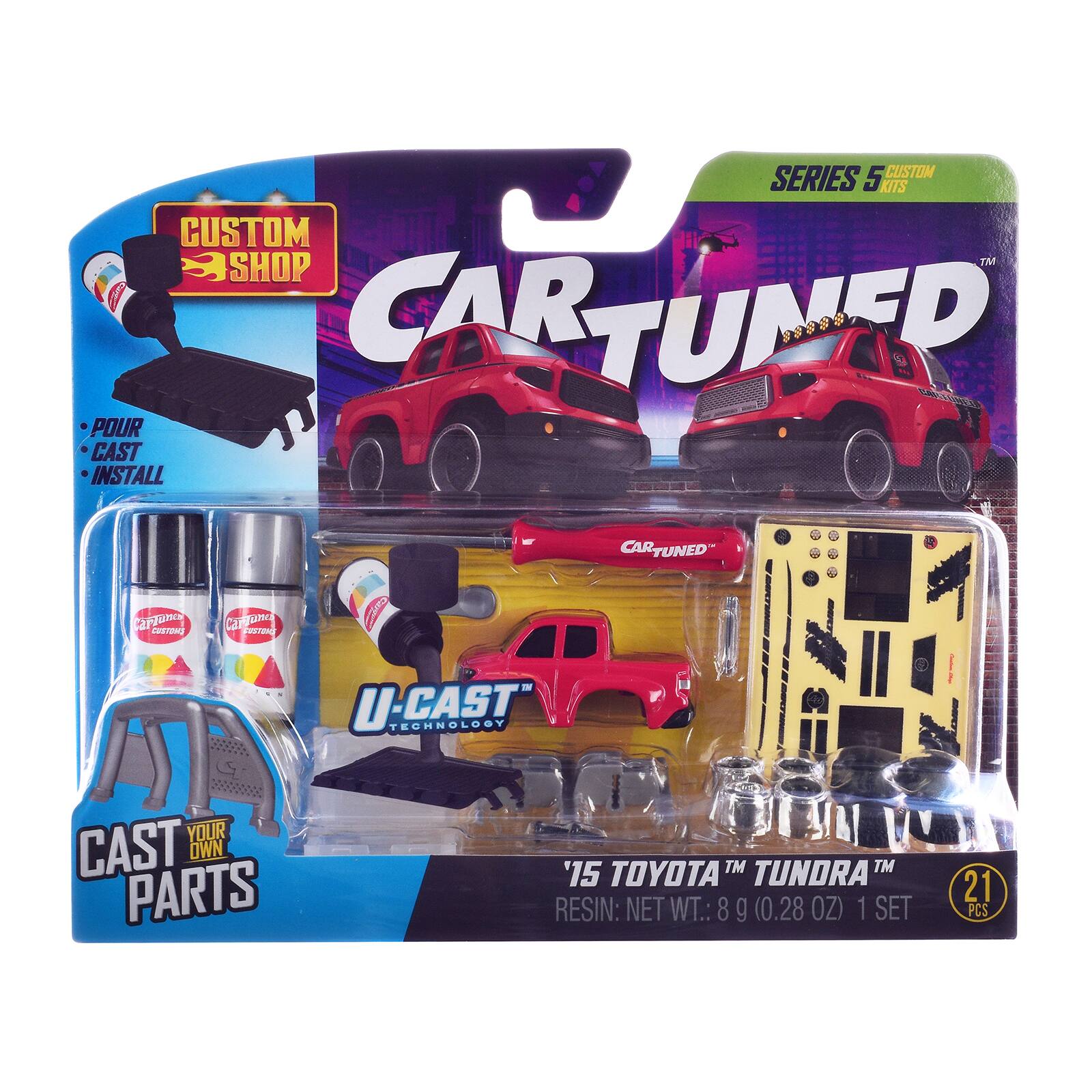 CUSTOM SERIES 5 KITS  
CUSTOM SHOP  
CAR TUNED  
CAR TUNED  
CarTamen CUSTONS  
Cantamos CUSTONS  
U-CAST TECHNOLOGY  
YOUR CAST OWN PARTS  
TM TUNDRA TM '15 TOYOTA  
RESIN: NET WT.: 8 g (0.28 OZ) 1 SET  
21 PCS