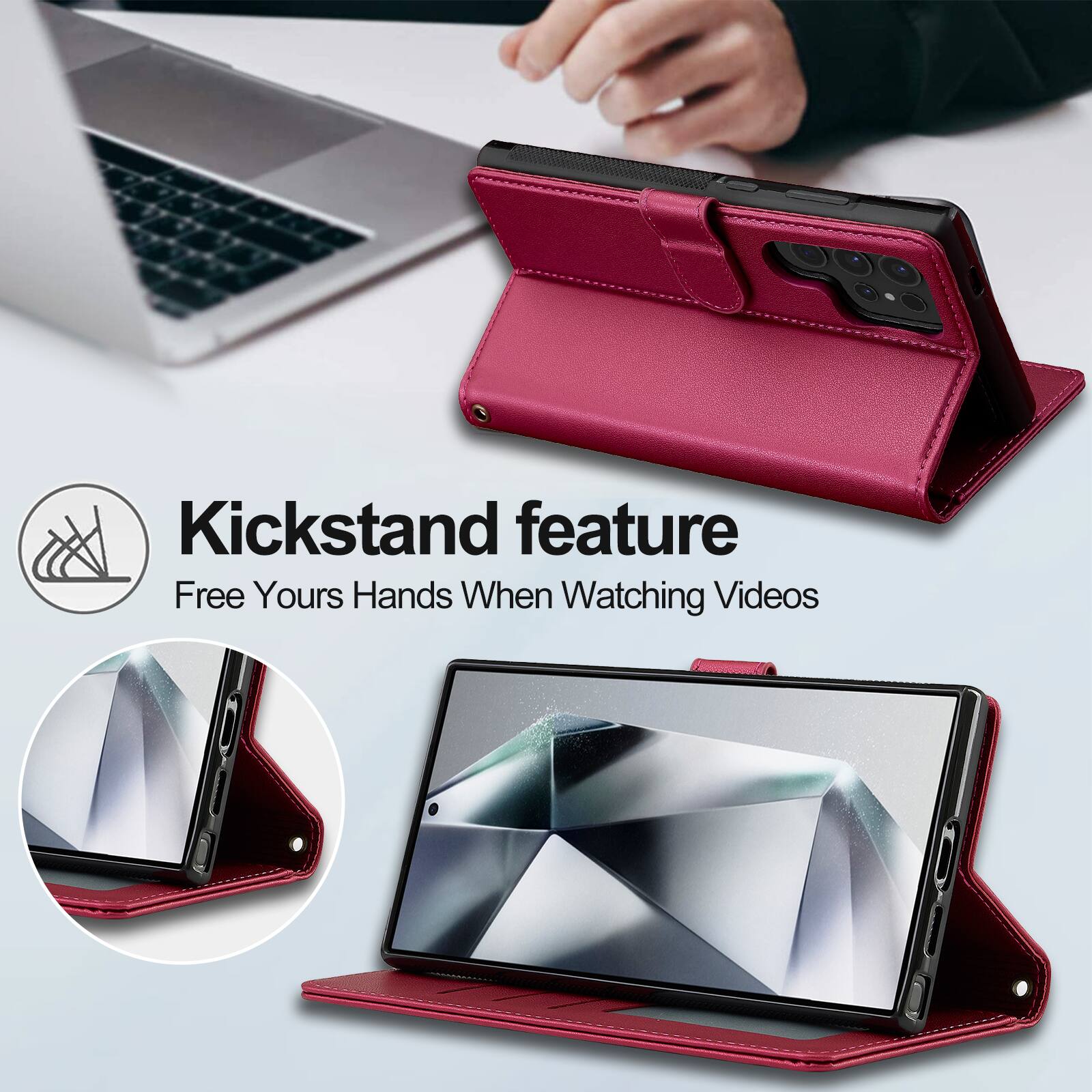 Kickstand feature  
Free Yours Hands When Watching Videos