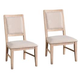 Manhattan Lane - Ellon Side Dining Chair Set of 2, Distressed Natural Brown Wood - Natural Brown, Beige