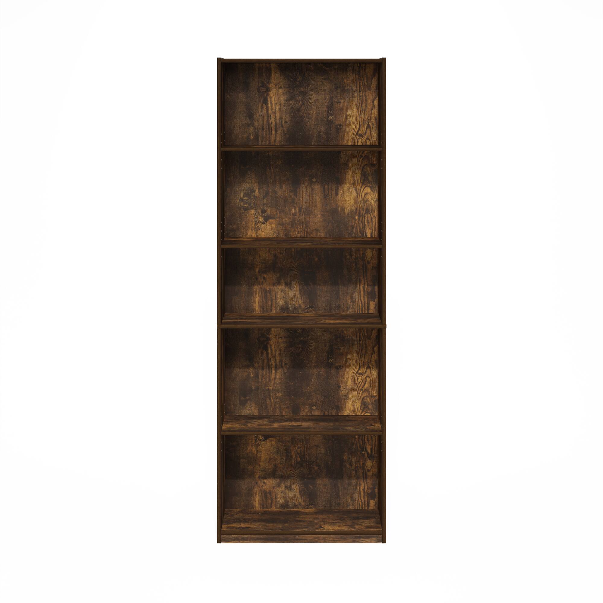 Alt View 7. Furinno - GEHRY Book Shelf, 5-Tier Bookshelf, Bookcase, with Adjustable Shelves, 11.6 x 24.8 x 71.4, for Home Office, Living Room - Amber Oak.