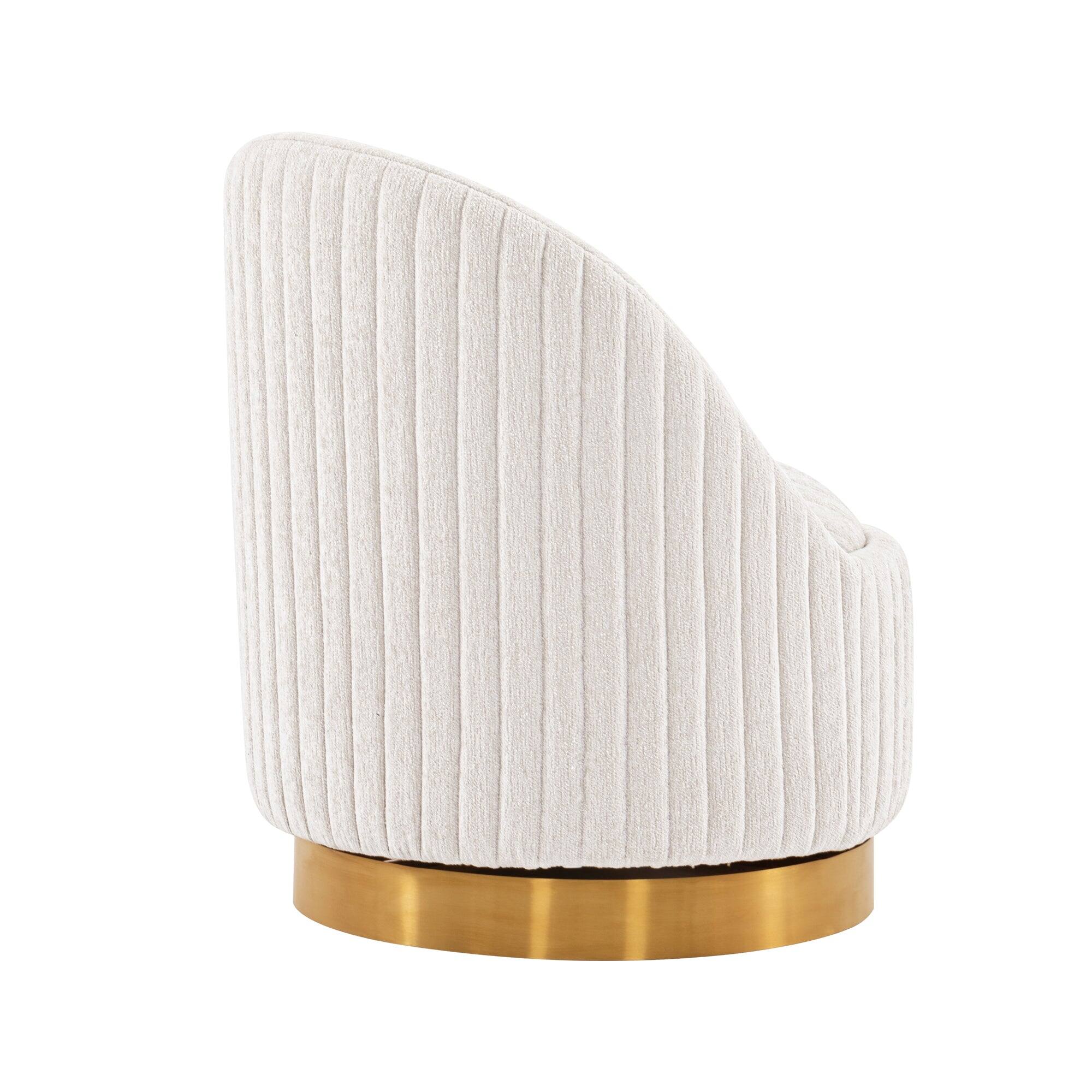 Alt View 3. Manhattan Comfort - Leela Modern Chenille Swivel Lounge Chair - Set of 2 - Cream.