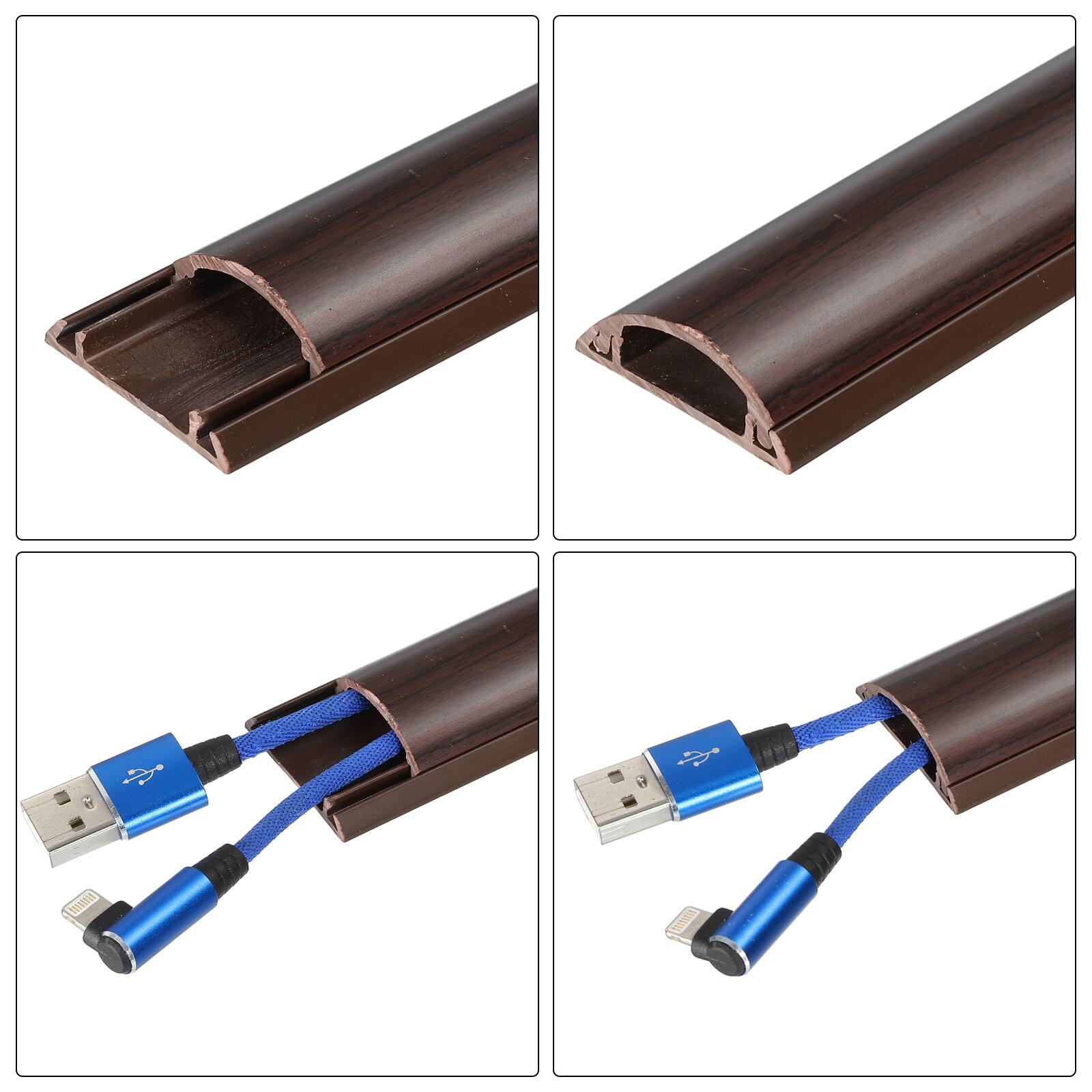 Alt View 2. Unique Bargains - Floor/Wall Cable Raceway Cord Cover 39"Lx1.2"Wx0.4"H Cord Hider Channel Self-Adhesive for TV Wire Management - Black Brown.