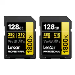Lexar - GOLD Series Professional 1800x UHS-II SDXC Memory, 128GB, 2-Pack