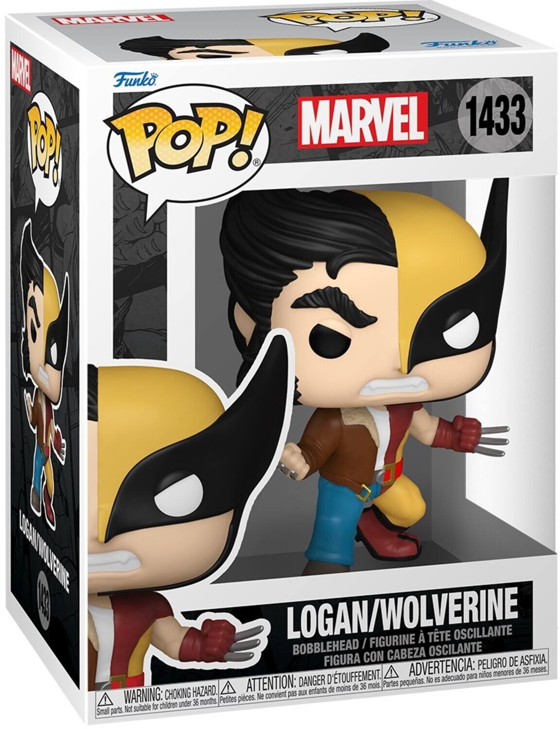 Funko POP! MARVEL 1433  
LOGAN/WOLVERINE  
BOBBLEHEAD / FIGURINE À TÊTE OSCILLANTE  
FIGURA CON CABEZA OSCILANTE  
WARNING: CHOKING HAZARD - Small parts. Not suitable for children under 36 months.  
ADVERTENCIA: PEQUEÑAS PIEZAS. NO ES ADECUADO PARA NIÑOS MENORES DE 36 MESES.  
ATTENTION: DANGER D'ÉTOUFFEMENT. Ne convient pas aux enfants de moins de 36 mois.  
PELIGRO DE ASFIXIA.