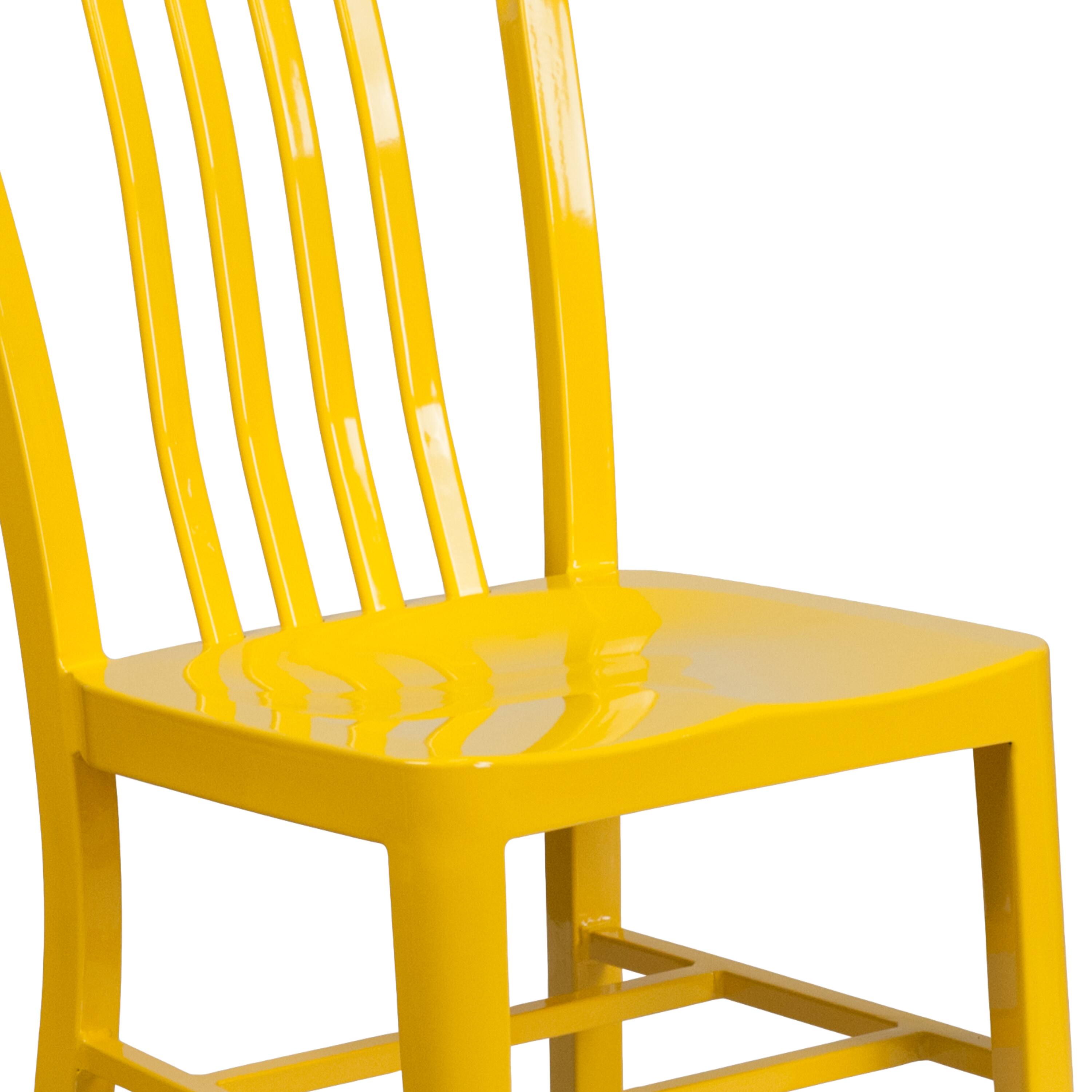 Alt View 9. Emma + Oliver - Commercial Grade Colorful Metal Indoor-Outdoor Chair - Yellow.