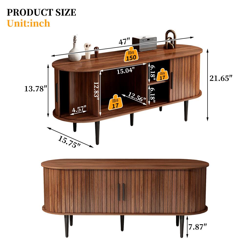 PRODUCT SIZE  
Unit: inch  

- 47"  
- 21.65"  
- 15.04"  
- 12.56"  
- 15.75"  
- 13.78"  
- 12.83"  
- 4.57"  
- 7.87"  

- lbs 150  
- lbs 17  
- lbs 17