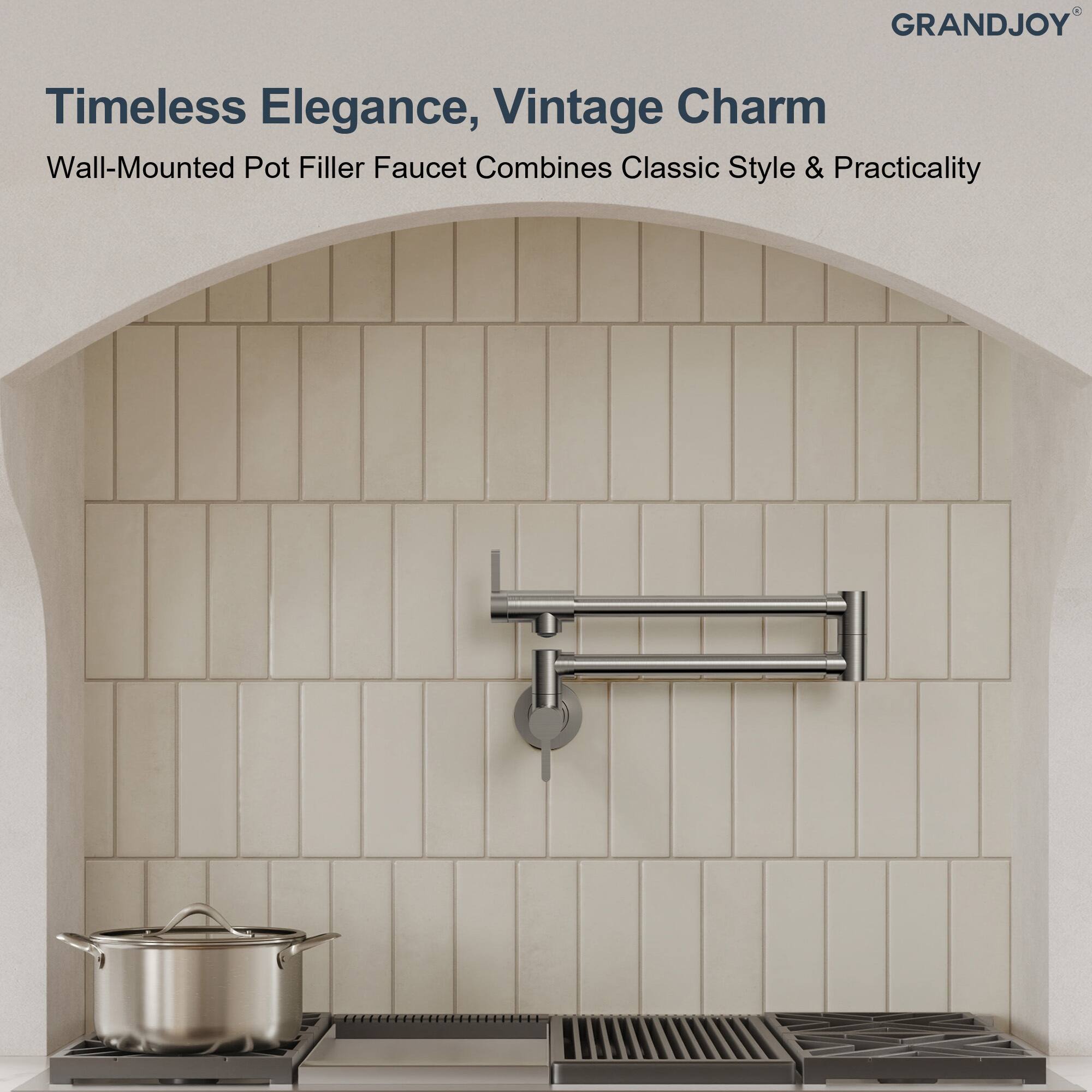 GRANDJOY  
Timeless Elegance, Vintage Charm  
Wall-Mounted Pot Filler Faucet Combines Classic Style & Practicality