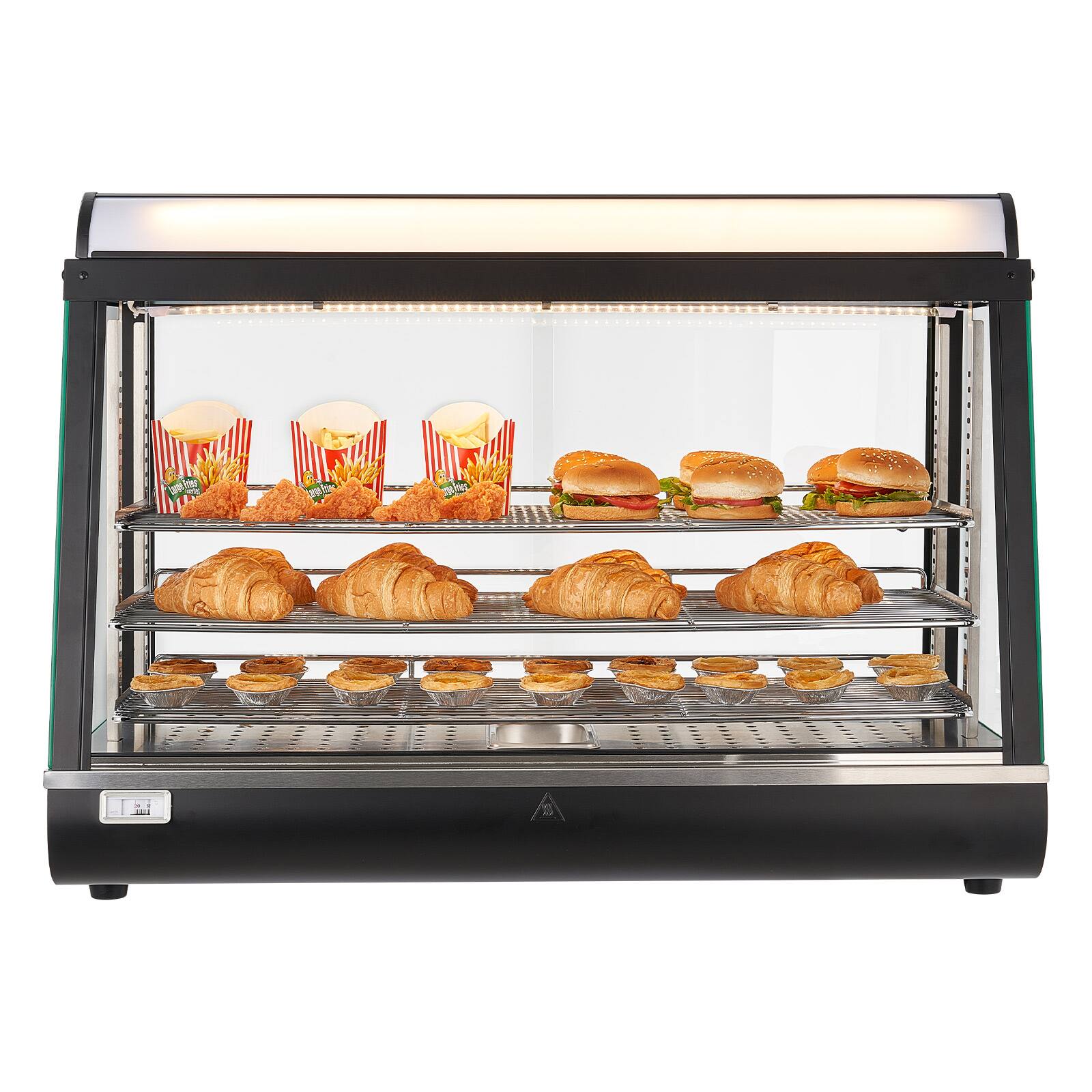 Alt View 5. VEVOR - 3-Tier Commercial Food Warmer Display, 1400W Food Display Warmer with LED Light, Top Storage and Adjustable Shelves - Black.