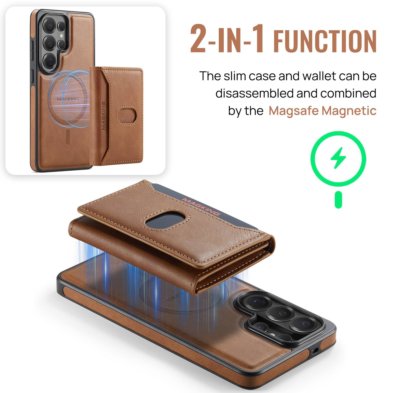 ML GIUNG  
MACKING  
2-IN-1 FUNCTION  
The slim case and wallet can be disassembled and combined by the Magsafe Magnetic