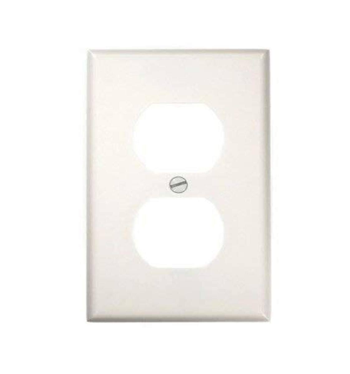 Front. Leviton - Leviton White 1 gang Thermoset Plastic Duplex Wall Plate 1 pk (Case of 20) - White.