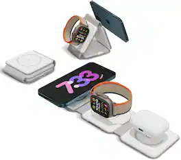 Chargeworx - 3-in-1 Magnetic Wireless Charging Pad for MagSafe Compatible Devices - White