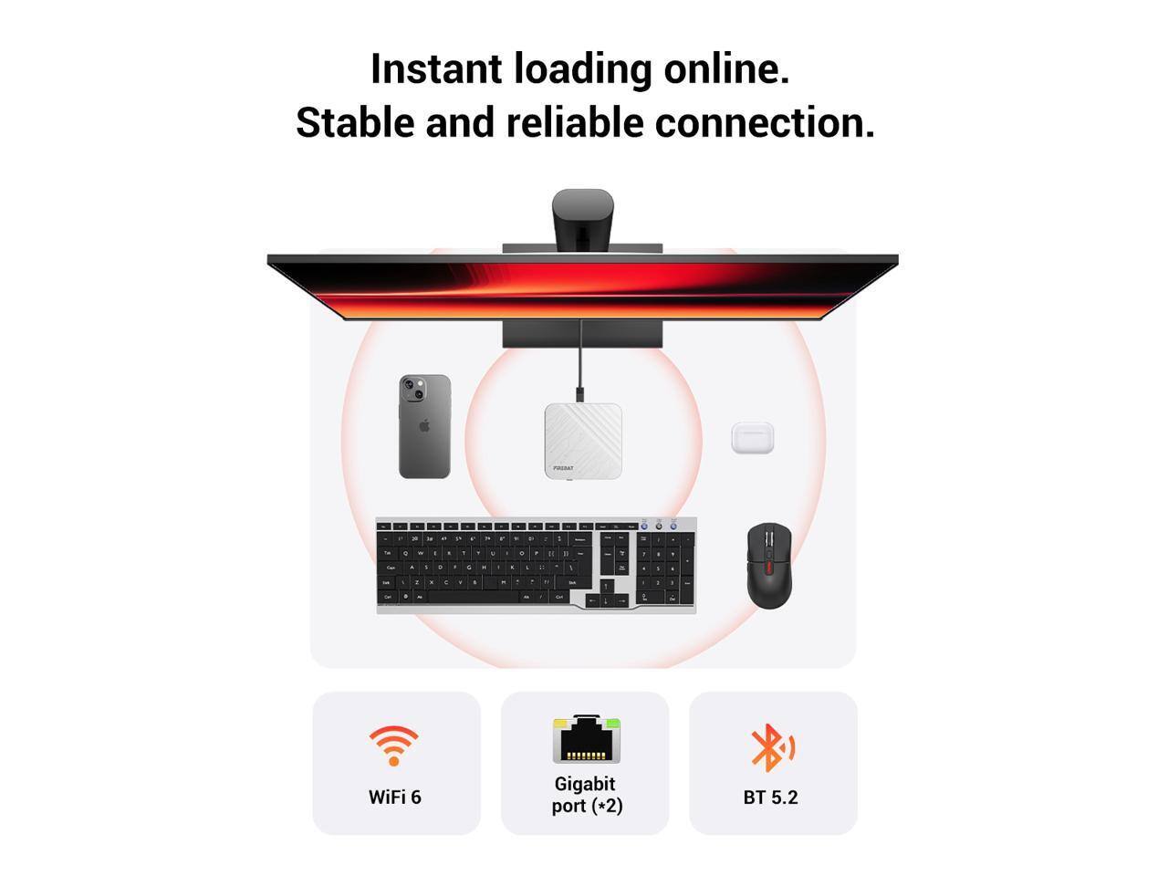 Instant loading online. Stable and reliable connection.

WiFi 6
Gigabit port (*2)
BT 5.2