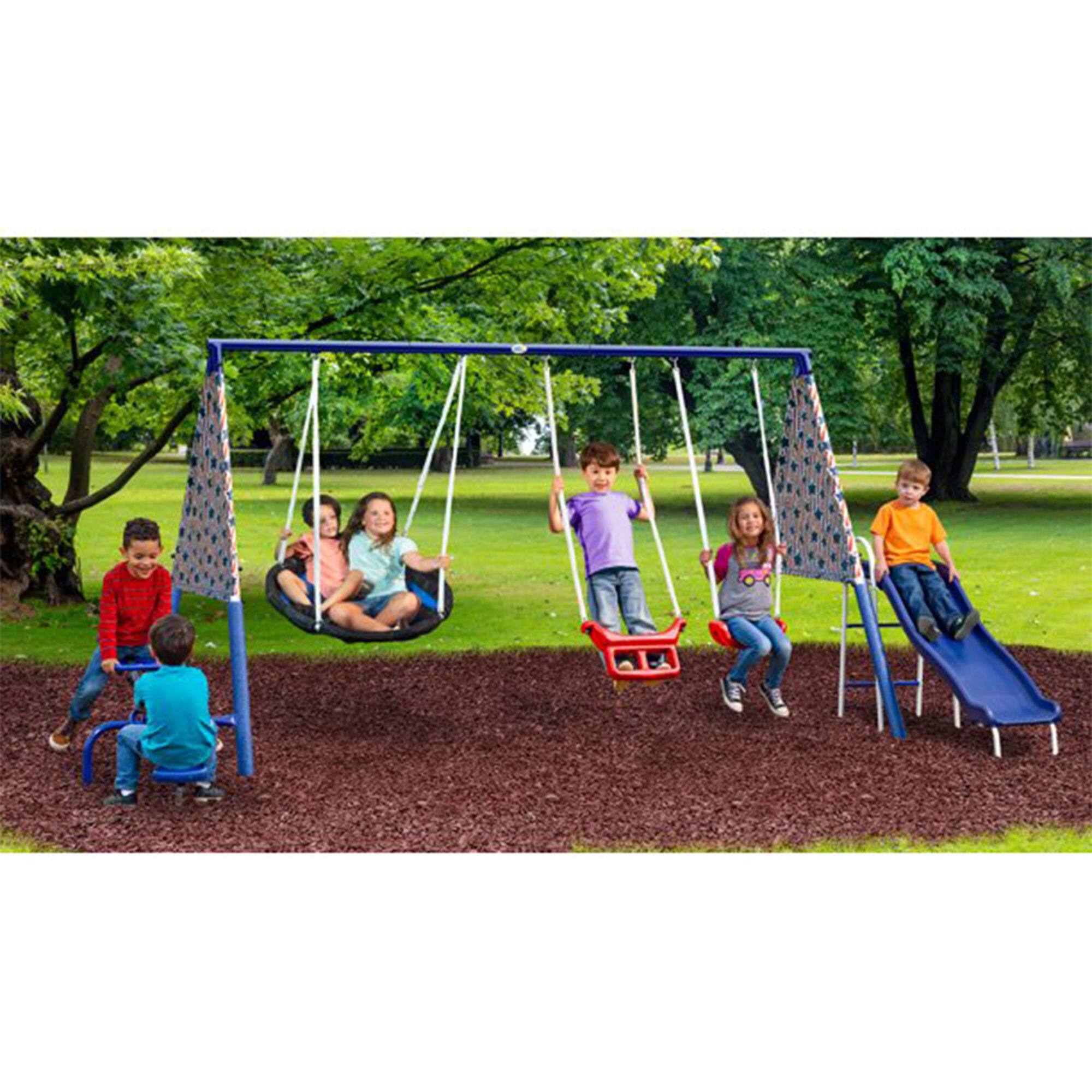 Alt View 10. XDP Recreation - XDP Recreation Freedom Fun Play Swing Set w/See Saw, Super Disc, Swings, & Slide - Multicolor.