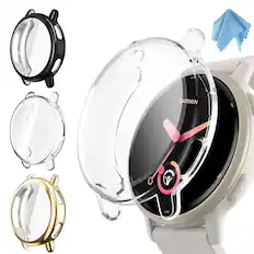 Front. Kitcheniva - Soft TPU Plated Watch Screen Protector Case For Garmin Vivoactive 5 Pack Of 3 Black/Gold/Clear - Black/Gold/Clear.