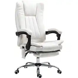 Forest'nSky - Massage Office Chair , Reclining Computer Chair with Adjustable Height and Footrest - White