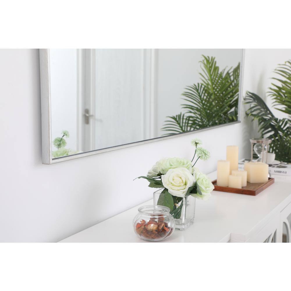 Left. Elegant Decor - Metal frame rectangle mirror 30 inch in silver - Silver.