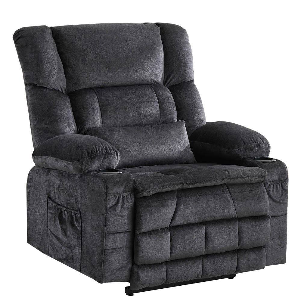 Alt View 4. Kadyn - Dual Motor Power Lift Recliner, Lay-Flat 180°, Kneading Massage & Heat, USB Ports - Gray.