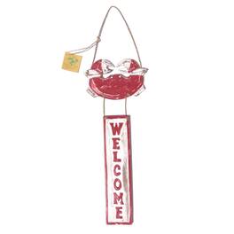 Bamboo Source Tropical Decor - Crab Distressed Wood Hanging Welcome Sign Tropical Beach Decoration 17 inch - Red