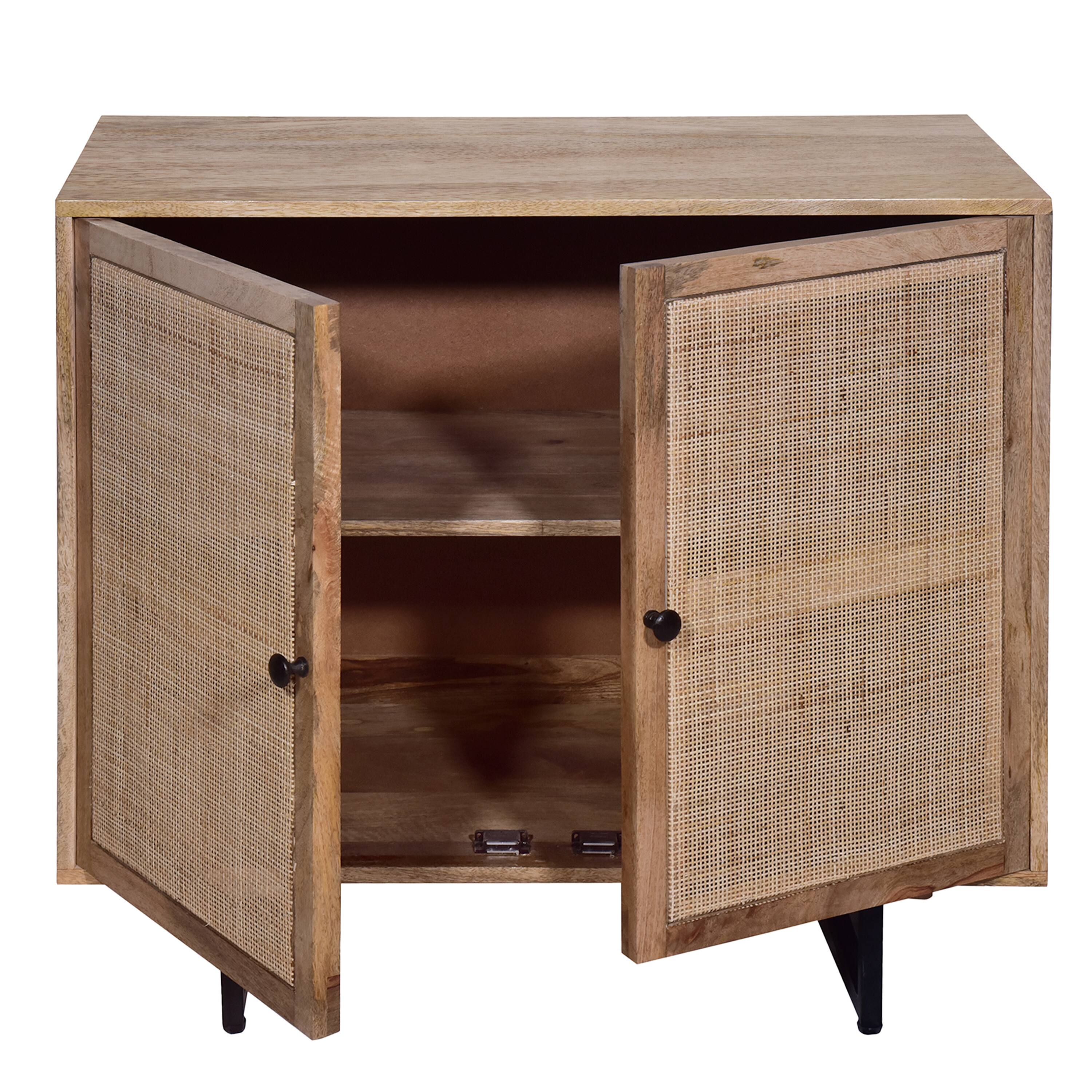 Alt View 2. Manhattan Lane - 35 Inch Handcrafted Accent Cabinet with 2 Mesh Rattan Doors - Brown, Black.