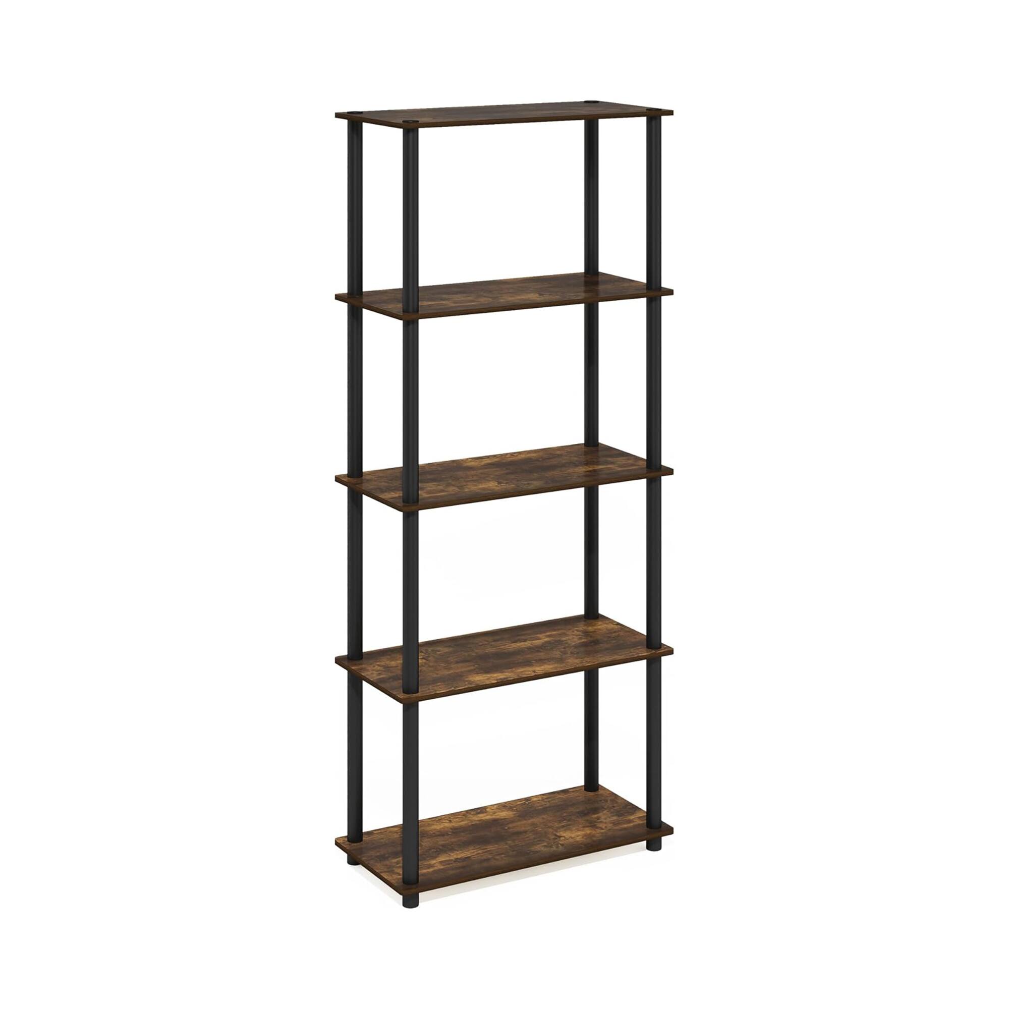 Alt View 4. HOMLUX - 5-Tier 57.4" Open Shelf Bookcase Compact Storage Bookshelf for Living Room Bedroom Office Amber Pine & Black - Amber Pine & Black.