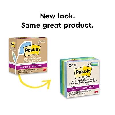 New look. Same great product.

Post-it
100% recycled paper
super sticky
3M

Post-it
100% recycled paper notes
super sticky
3M