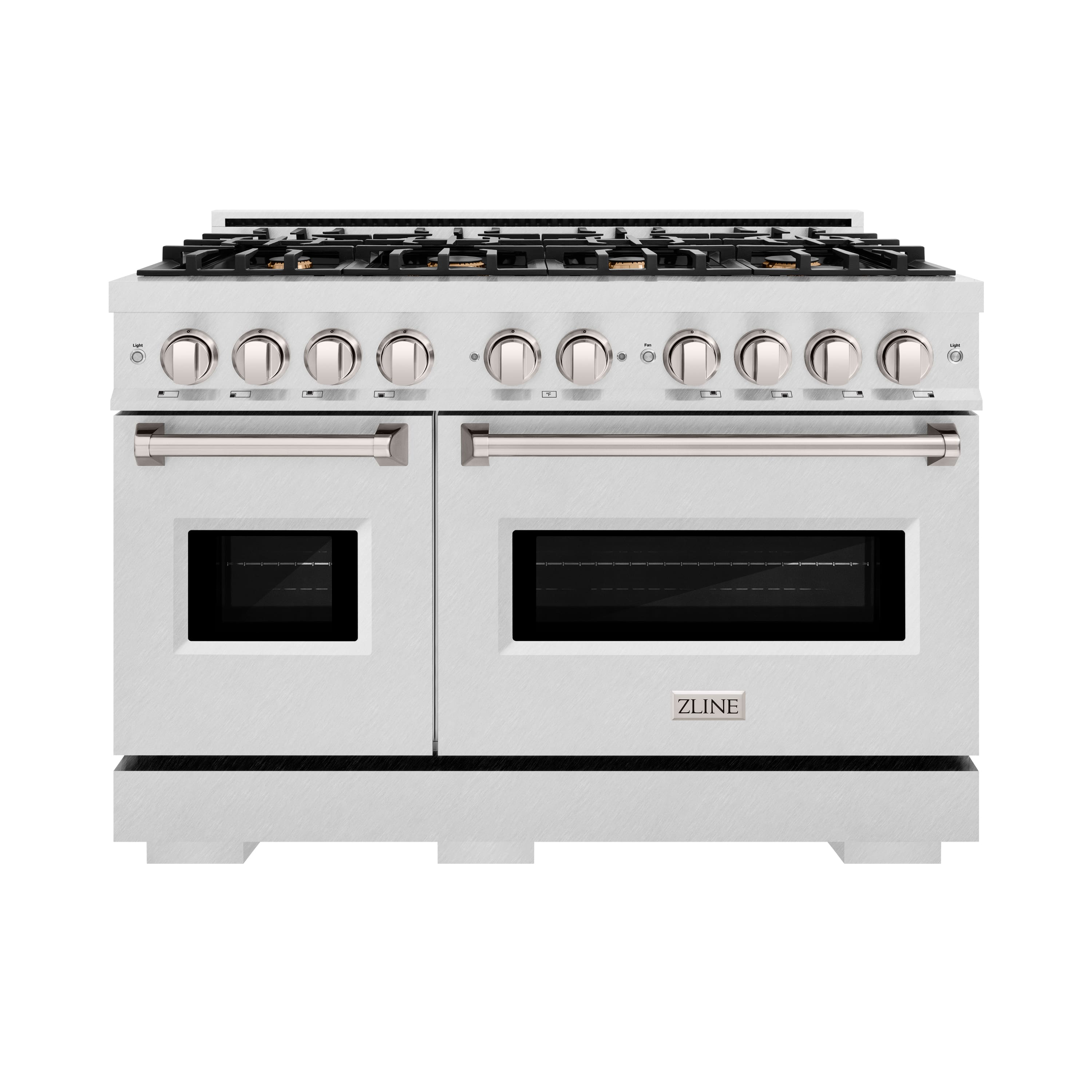 ZLINE - 48 in. Classic Double Oven Gas Range in Satin Steel Stainless w/ 8 Brass Burners (CGRS-BR-48) - Stainless Steel - Front_Zoom